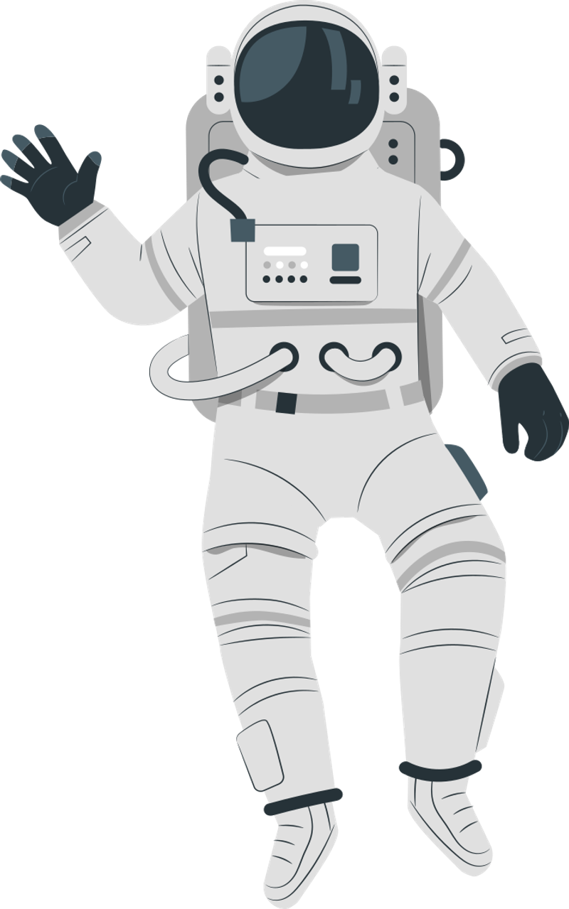 A floating astronaut in a space suit